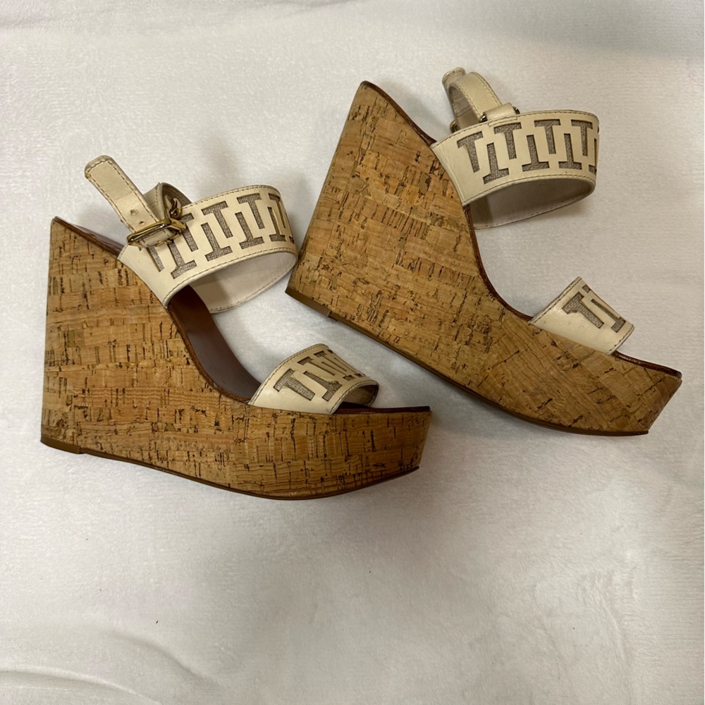 TORY BURCH REGAN Platform High Wedges Sandals 10.5 - Picture 4 of 7